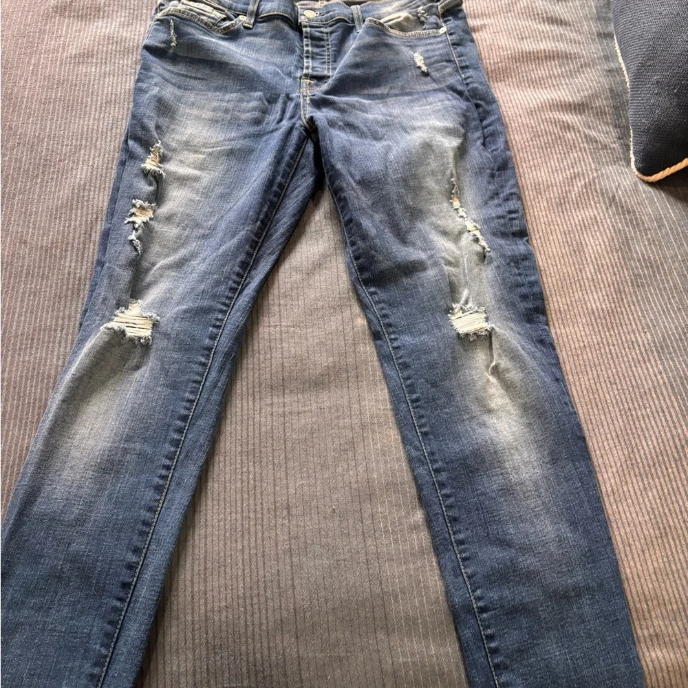 7 For All Mankind Distressed Ripped Jeans - Picture 1 of 3
